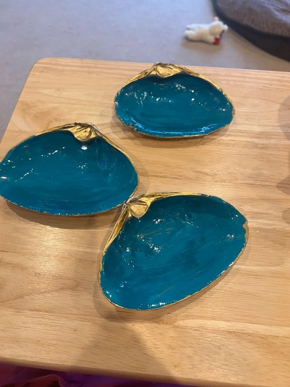 Teal & Gold Shell Trinket Dish – Coastal Decor 🌊✨